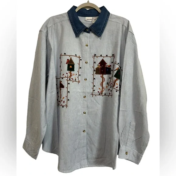 cherokee dress shirts Cherokee Men's XL Red Brown Madras Long Sleeve Button Up Shirt